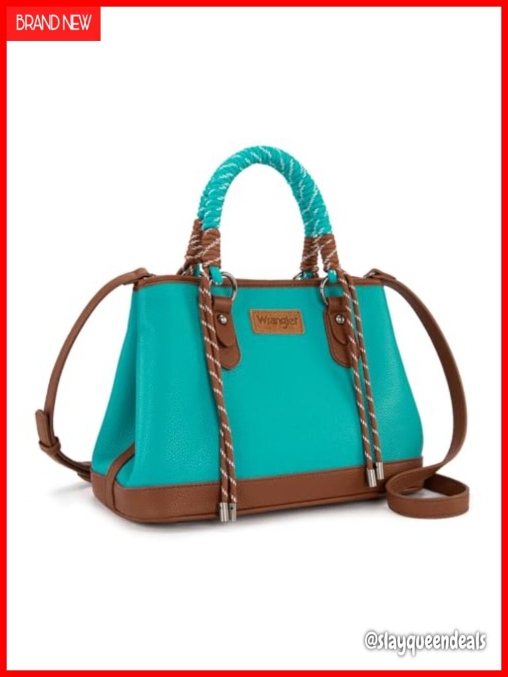 Faux Leather Medium Satchel Tote with Braided Rope Handle